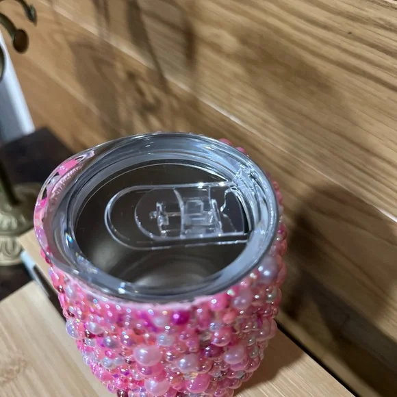 Pink rhinestone wine tumbler - Picture 4 of 4